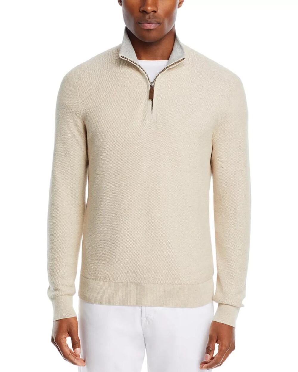 The Men's Store Bloomingdale's Birdseye Knit Quarter Zip Sweater NWT